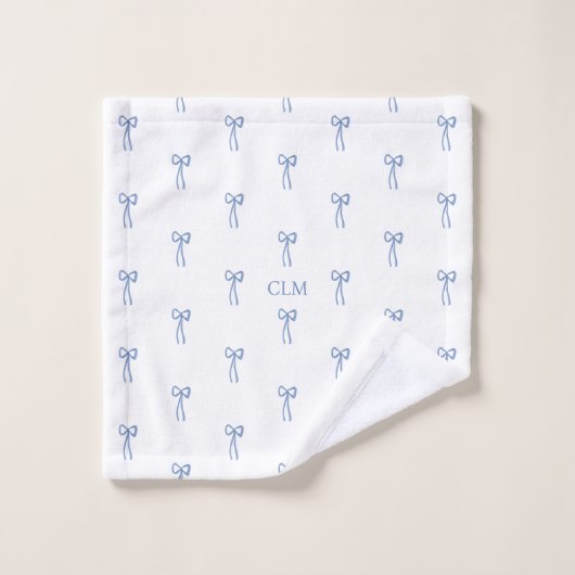 Monogram Kleine Boog Blauw Bad Handdoek (Wasdoekje)