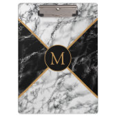 Monogram Klembord met zwarte witte cheque Marmer (Voorkant)