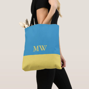 Monogram Kleurblok Schoudertas Hemelblauw & Geel Draagtas
