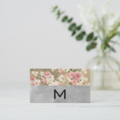 Monogram Kleurblokken Elegante Bloemen Visitekaartje (Staand voorkant)
