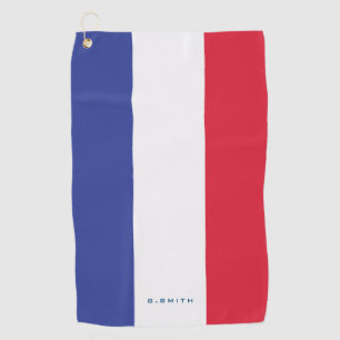 Monogram.Kleuren van de Franse vlag. Golfhanddoek