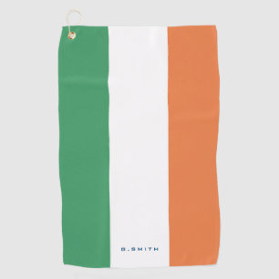 Monogram.Kleuren van de Ierse vlag. Golfhanddoek