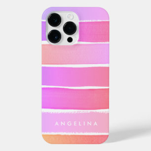 Monogram kleurenblok met roze en pastels iPhone 14 pro max hoesje