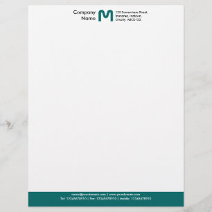 Monogram kleurenvoettekst - Blauwgroen Briefhoofd Ontwerp