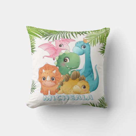Monogram kleurig Cute Dinosaurs Kussen (Voorkant)