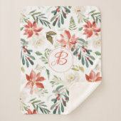 Monogram kleurig kerstbloesem sherpa deken (Voorkant)