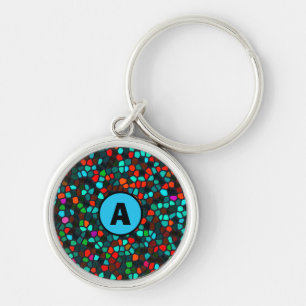 Monogram kleurig multicollisch mozaïekpatroon sleutelhanger