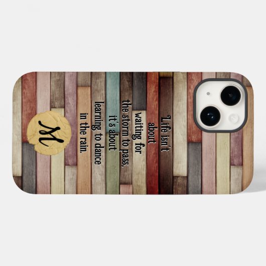 Monogram kleurig ouderwets hout Case-Mate iPhone case (Achterkant (horizontaal))