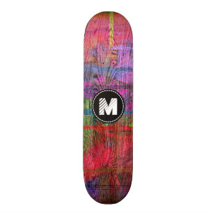 Monogram kleurige houtachtige textielstof skateboard