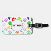Monogram kleurrijk en Cute Pet Paws Pattern Bagagelabel (Voorkant horizontaal)
