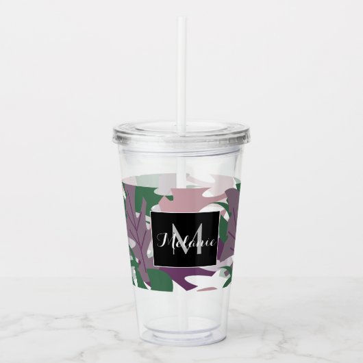 Monogram kleurrijk Plant Leaf Name Acryl Drinkbeker (Voorkant)