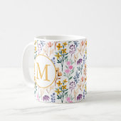 Monogram kleurrijk Waterverf fluitpatroon Koffiemok (Voorkant links)