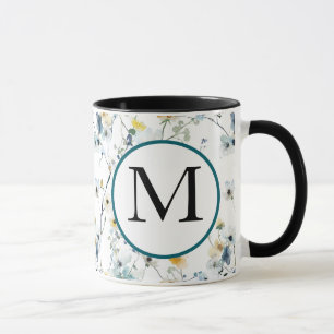 Monogram kleurrijk Waterverf fluitpatroon Mok