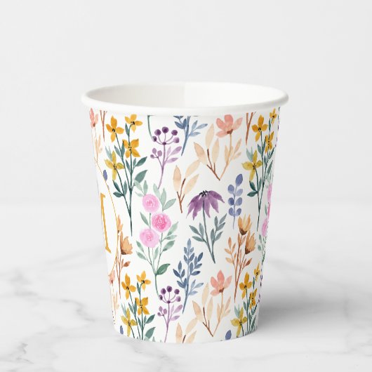 Monogram kleurrijk Waterverf fluitpatroon Papieren Bekers (Links)