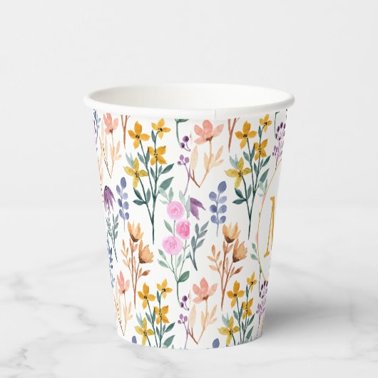 Monogram kleurrijk Waterverf fluitpatroon Papieren Bekers (Rechts)