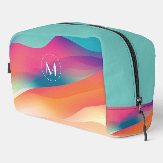 Monogram Kleurrijke Abstracte Gradiënten Modern Toilettasje (Rechterhoek)