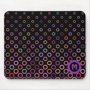 Monogram Kleurrijke Cirkels op Zwart Muismat
