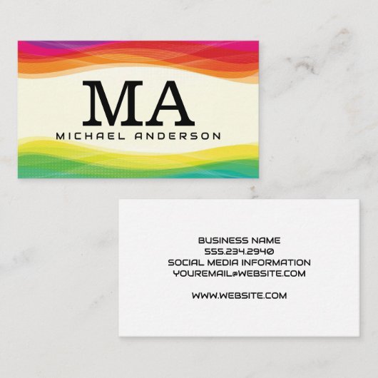 Monogram | Kleurrijke digitale achtergrond Visitekaartje (Voorkant / Achterkant)