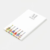 Monogram kleurrijke gitaren post-it® notes (Schuin)
