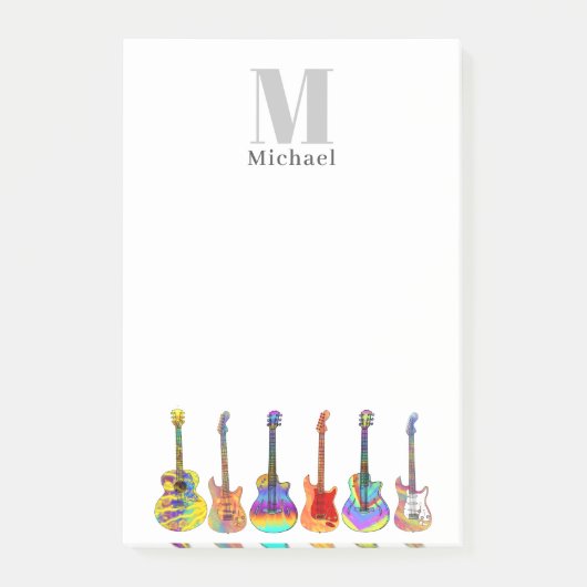 Monogram kleurrijke gitaren post-it® notes (Voorkant)