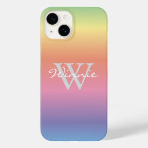 Monogram kleurrijke pasteelregenboogkleuren Case-Mate iPhone 14 hoesje