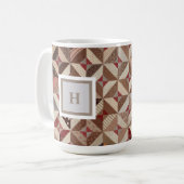 Monogram Kleurrijke Patchwork Quilt Coffee Mok (Voorkant links)