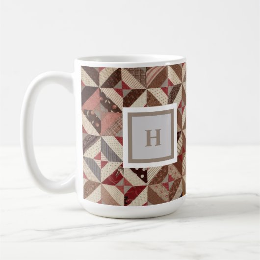 Monogram Kleurrijke Patchwork Quilt Coffee Mok (Links)