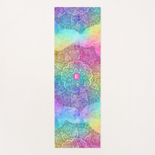 Monogram kleurrijke regenboogWaterverf Yogamat (Voorkant)