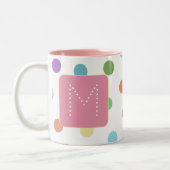 Monogram Kleurrijke Stippen Patroon Tweekleurige Koffiemok (Links)
