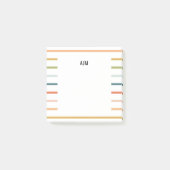 Monogram kleurrijke strepen post-it® notes (Voorkant)
