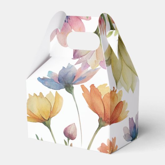 Monogram Kleurrijke Wilde Geïllustreerde Bloem Bedankdoosjes (Achterkant)