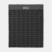 Monogram Knus Zwart Plaid Fleece Deken (Voorkant)