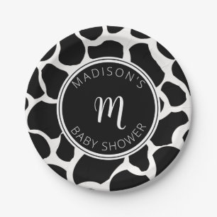Monogram Koe Afdrukpapier Bord Baby shower