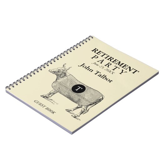 Monogram Koe Blanket Retirement Guest Book Notitieboek (Linkerzijde)