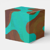 Monogram Koe Bruin en Blauwgroen afdrukken Bedankdoosjes (Achterkant)