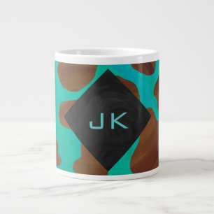 Monogram Koe Bruin en Blauwgroen afdrukken Jumbo Beker