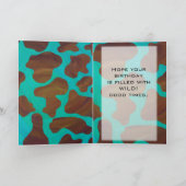 Monogram Koe Bruin en Blauwgroen afdrukken Kaart (Binnen)