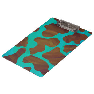 Monogram Koe Bruin en Blauwgroen afdrukken Klembord