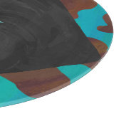 Monogram Koe Bruin en Blauwgroen afdrukken Snijplank (Hoek)