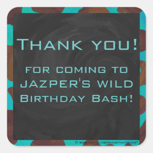 Monogram Koe Bruin en Blauwgroen afdrukken Vierkante Sticker