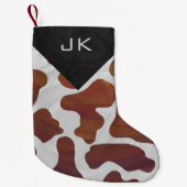 Monogram Koe Bruin- en White Print Pattern Kleine Kerstsok (Voorkant)