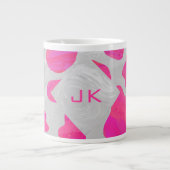 Monogram Koe Hot Pink en White Print Jumbo Mok (Voorkant)