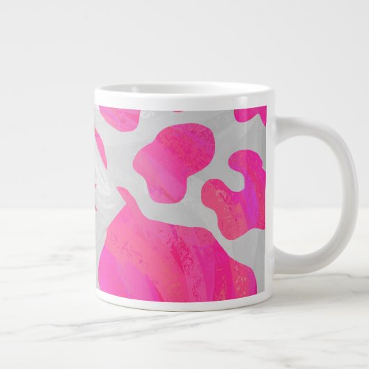 Monogram Koe Hot Pink en White Print Jumbo Mok (Rechts)