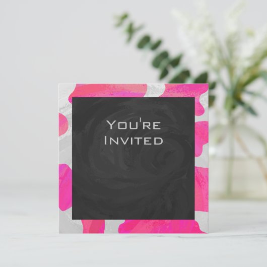 Monogram Koe Hot Pink en White Print Kaart (Staand voorkant)