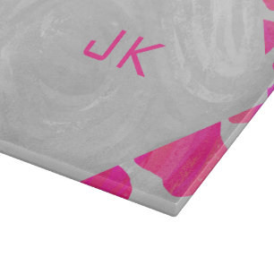 Monogram Koe Hot Pink en White Print Snijplank