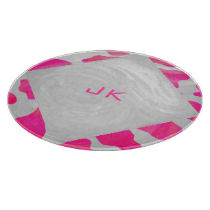 Monogram Koe Hot Pink en White Print Snijplank