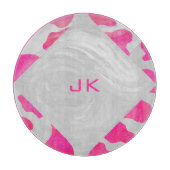 Monogram Koe Hot Pink en White Print Snijplank (Voorkant)
