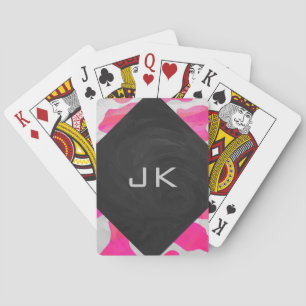 Monogram Koe Hot Pink en White Print Speelkaarten