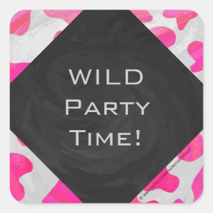 Monogram Koe Hot Pink en White Print Vierkante Sticker