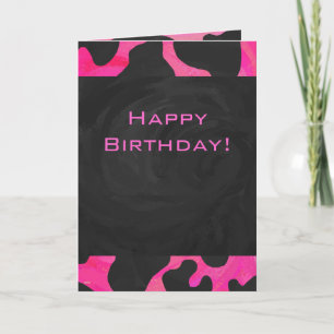Monogram Koe Hot Pink en zwarte afdrukken Kaart
